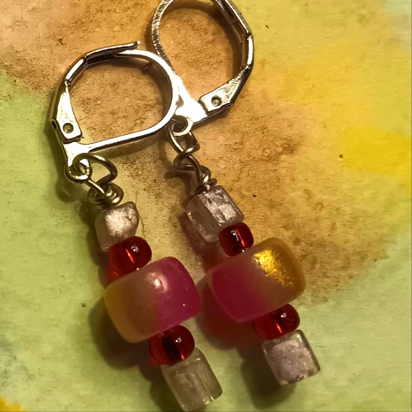 🍒 Dangle Handcrafted Earrings 925  STERLING SILVER HOOKS 🐥 - Picture 1 of 5